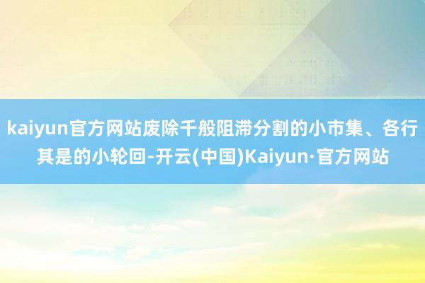 kaiyun官方网站废除千般阻滞分割的小市集、各行其是的小轮回-开云(中国)Kaiyun·官方网站